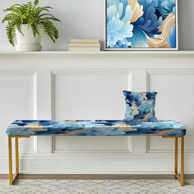 Paisley Upholstered Gold Bench
