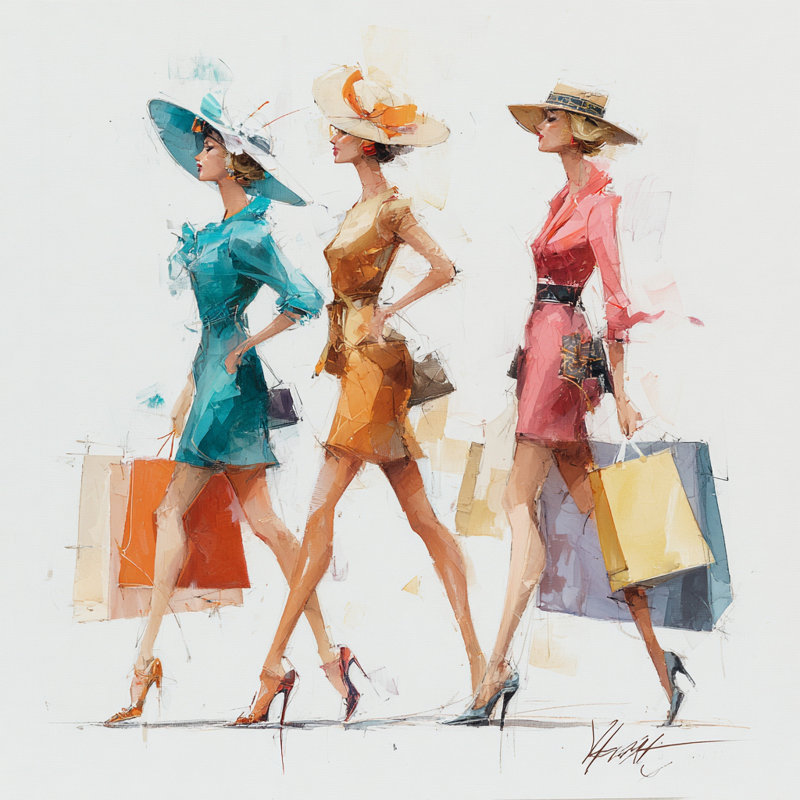 Art mural sur toile Elegant Stroll, H 30 po x l 30 po