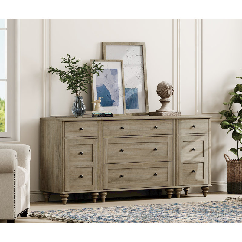 Scarlett Modern TV Stand For 75 Inch TV, Dresser With 5 Drawers And 2 Doors, Nightstands With Charging Station For Living Room Wood TV Console Table For 70 65 80 Inch TV For Bedroom