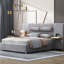 Upholstered Grey Velvet Queen Bed With Electrical Outlets, , And Side Storage Platform Two