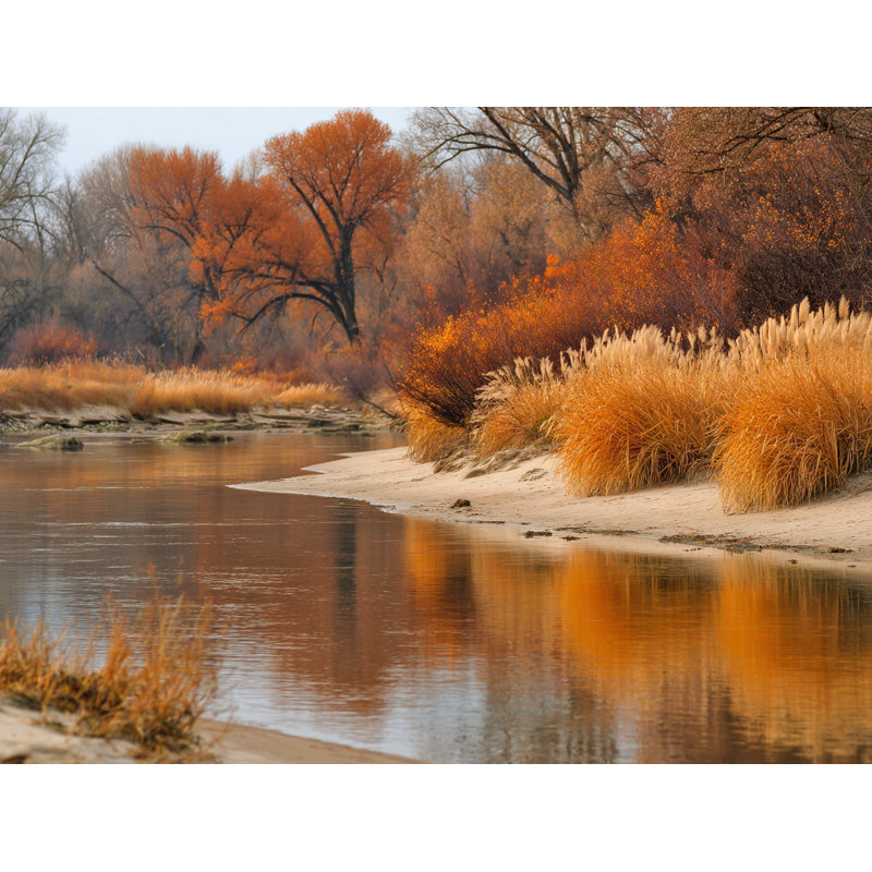 «Autumn Reflection Bend», art mural sur toile tendue, H 36 po x l 48 po