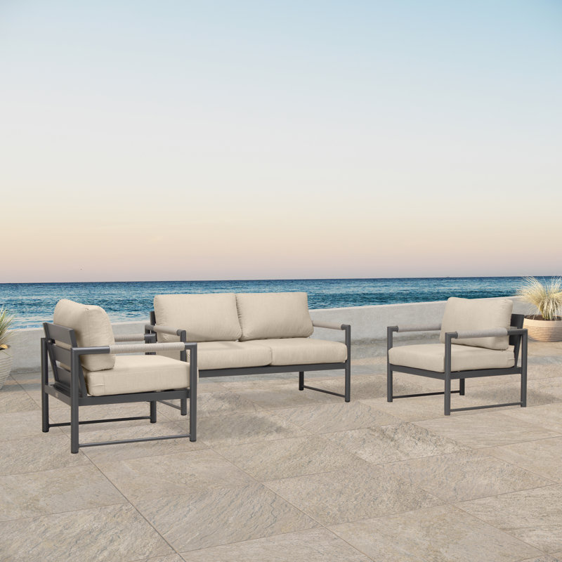 Arden Outdoor 3 - Piece Conversation Set, Canvas Charcoal Sunbrella® Canvas, Slate Gray