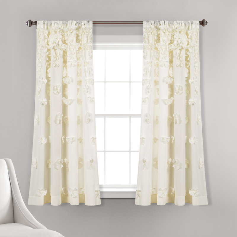 Semi Sheer Curtain Single Panel, Ivory, Width 137 x Drop 213 cm