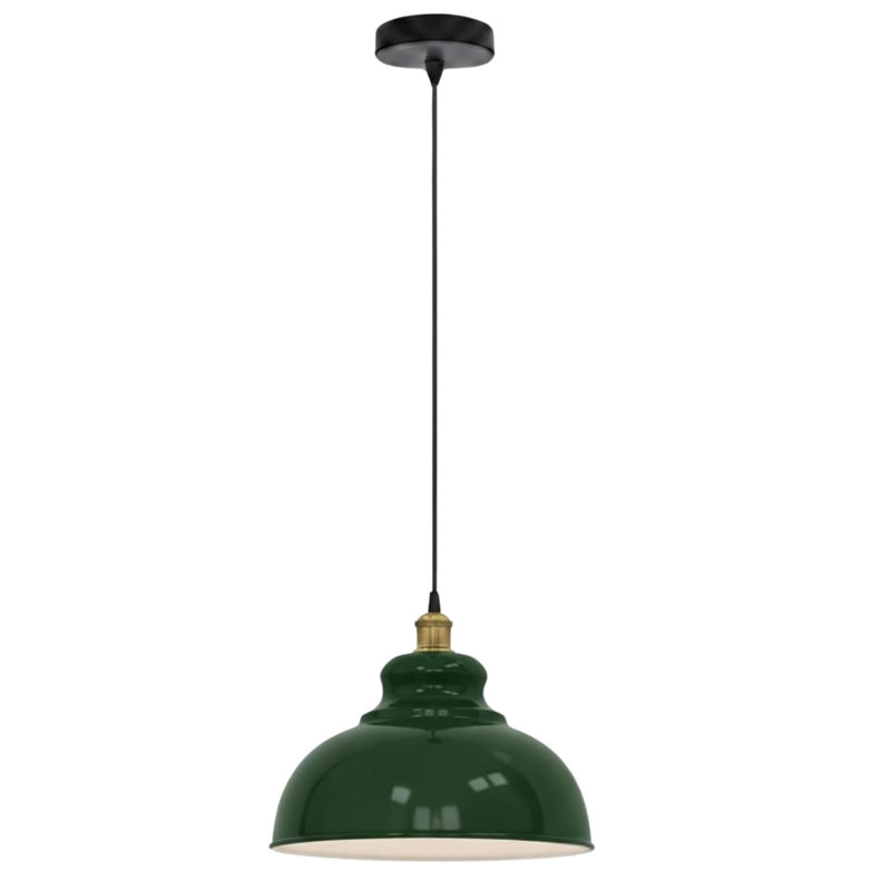 Suspension en métal courbé avec douille E26, Vert