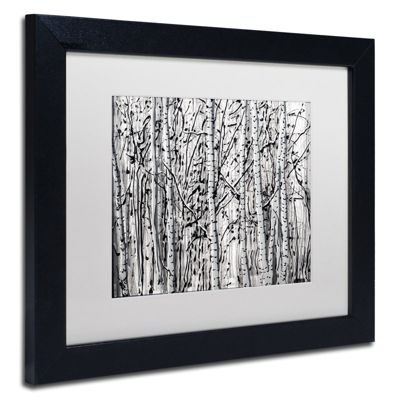 «Winter Aspens», reproduction d'art sur toile encadrée, H 11 po x l 14 po x P 0,5 po, Blanc, Noir