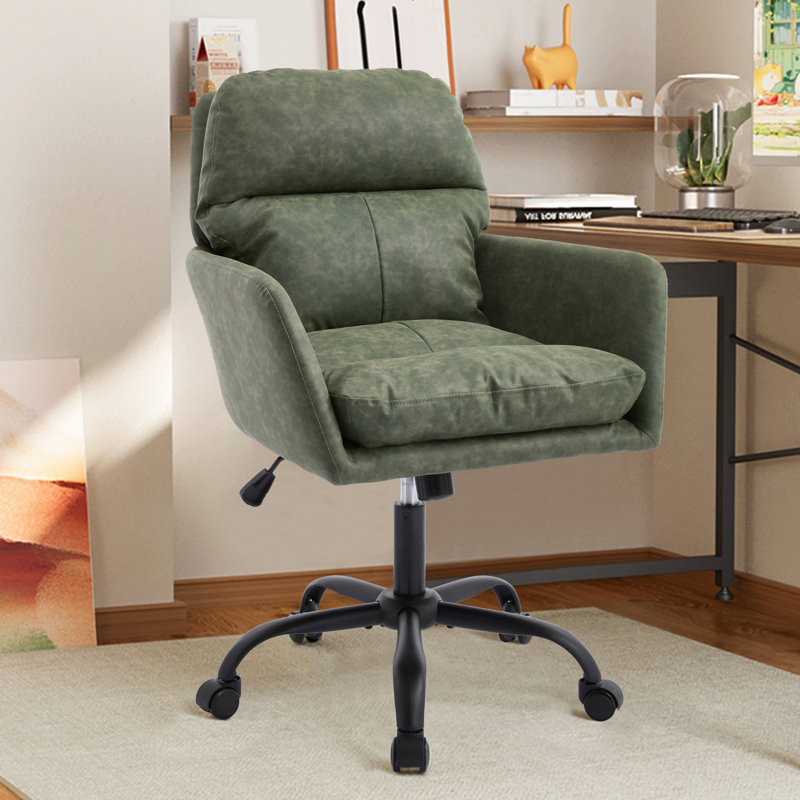 Cuir artificiel, cuir synthétique, base noire, hauteur réglable, convient au bureau, à la chambre à coucher, à la coiffeuse et à d'autres environnements. Une chaise de bureau