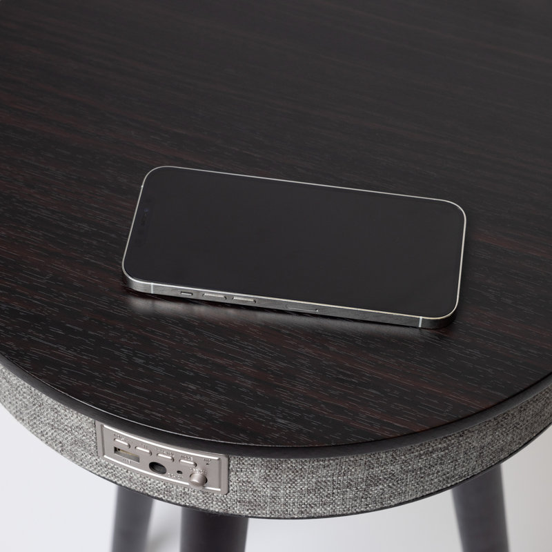 Table intelligente Rusée avec haut-parleur et chargeur sans fil, Noir
