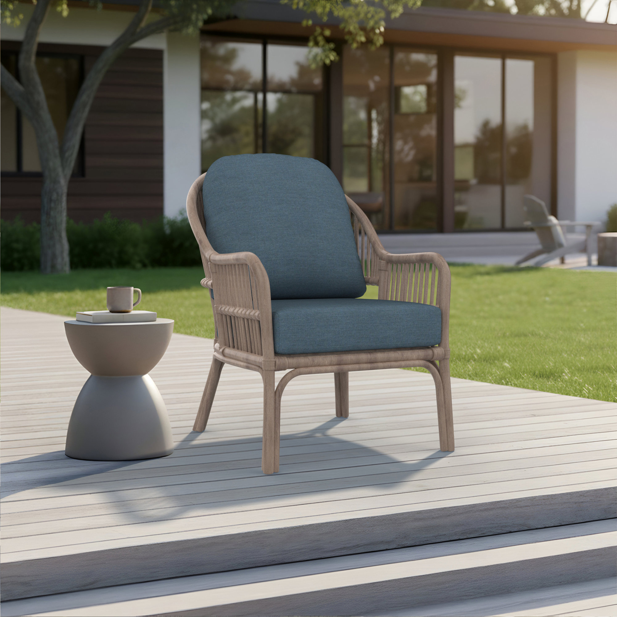 Amala Outdoor Sunbrella® Seat/Back Cushion, Spectrum Denim Sunbrella®