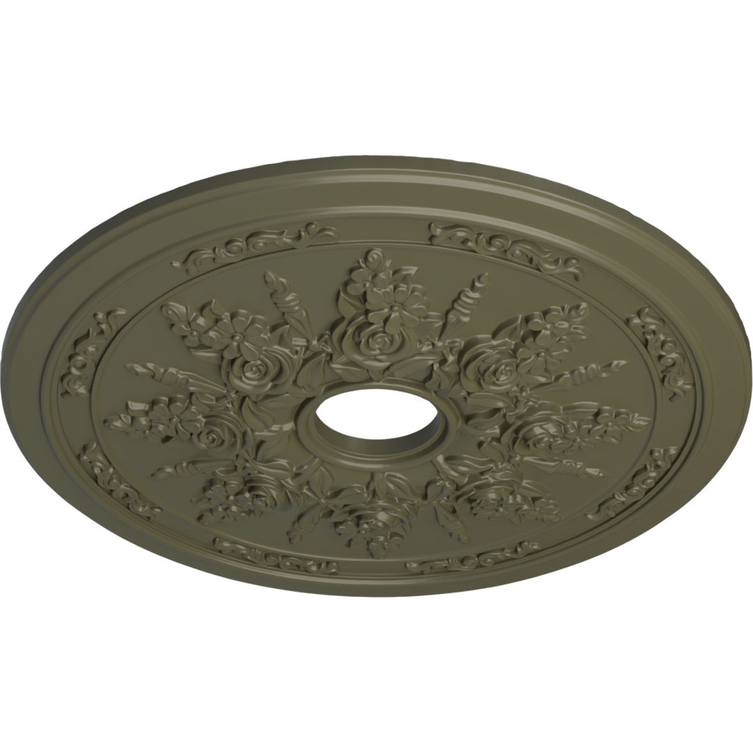 Endurathane Rose and Ribbon Ceiling Medallion, 23 5/8"OD x 4"ID x 1 1/2"P (Fits Canopies up to 4") Ekena Millwork