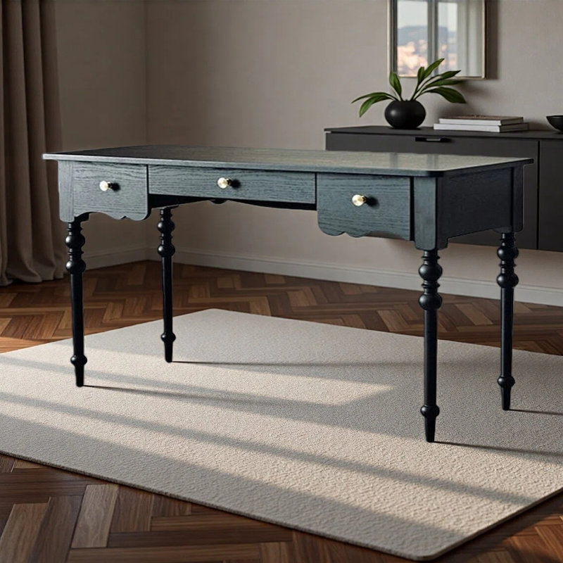 American-style vintage office desk, 29.92" H x 55.12" W x 23.62" D