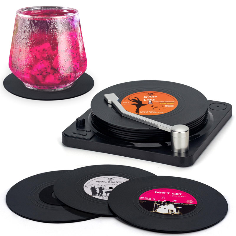 Drôles de sous-verres en vinyle avec lecteur