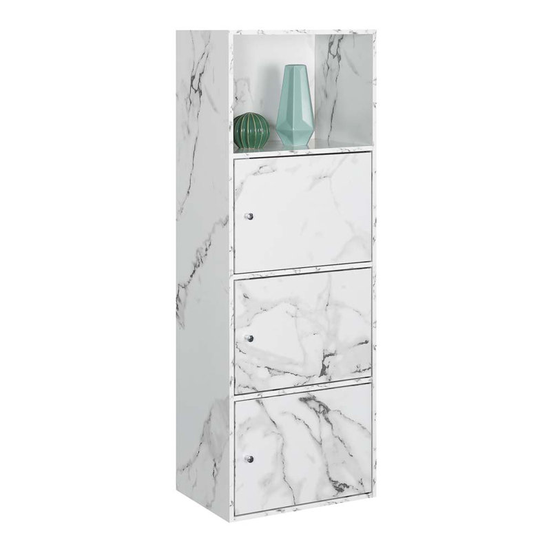 Argonaut 3-Door Accent Cabinets, White Marble