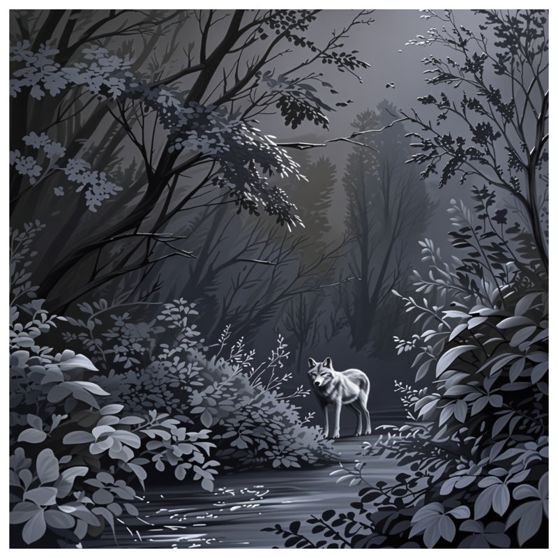 Couvre-lit loup gris en forêt, Double