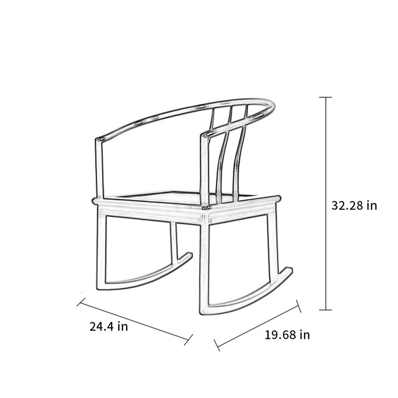 Chaise berçante en bois massif fabriquée à la main Elegant
