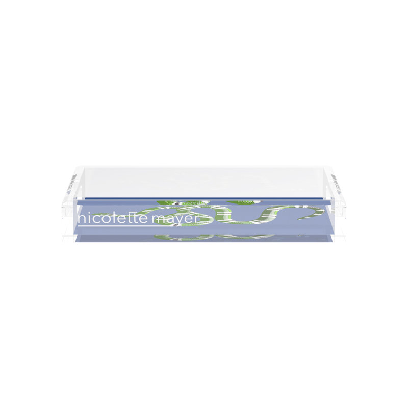 Serpent Acrylic Rectangle Decorative Tray, Blue, 12.5"W x 7.75"D x 2"H