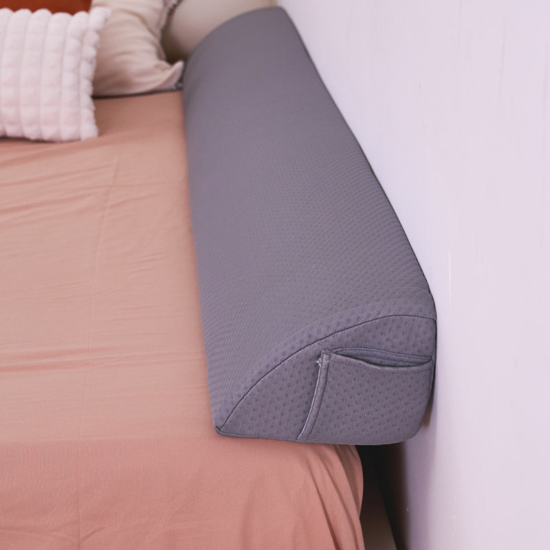 Adelheide Bed Wedge Pillow for Gap of Headboard/Wall/Mattress, Gray, Queen Plus 60" x 10"