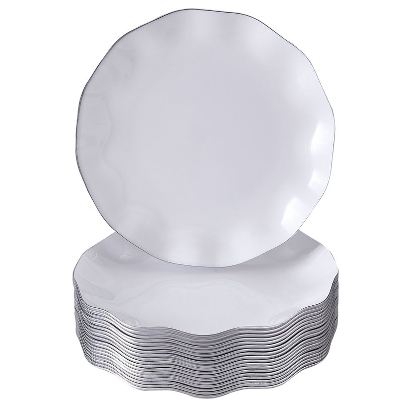 Assiette à dessert jetable en plastique à poids lourd, Blanc