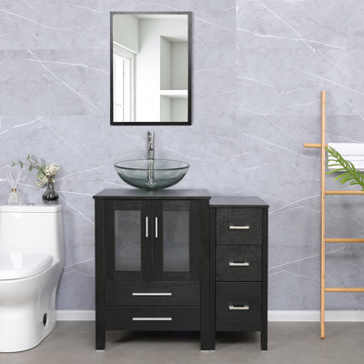 Ensemble de meuble-lavabo simple 3 po avec lavabo vasque, robinet, bonde 3 po 3