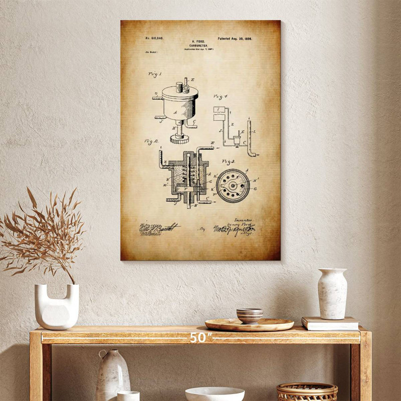 Carburetor Patent, 39" H x 26" W