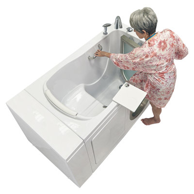 Ella Elite 30"x52" Acrylic Soaking Walk-In-Bathtub, Left Inward Swing Door, 5 Piece Fast Fill Faucet, 2" Dual Drain