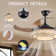 Retractable Ceiling Fan with Crystal LED Light & Remote - Quiet 6-Speed Reversible Motor