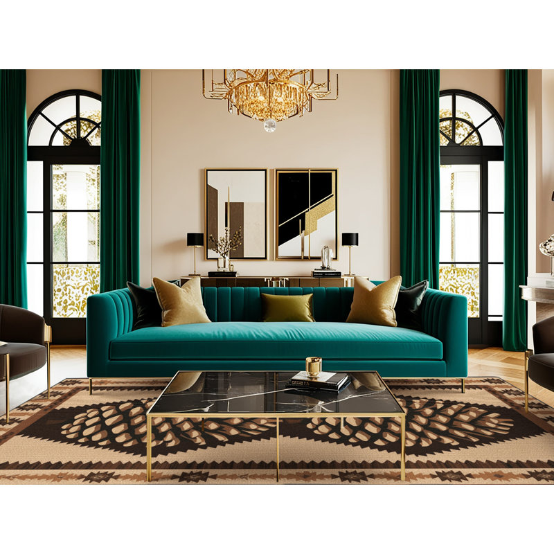 Washable Pinecone Southwestern Area Rug, Rectangle 3' x 5'