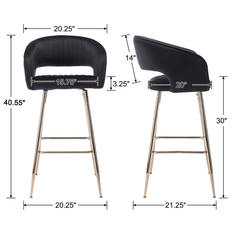 Tabourets de bar 28,75 po Alaki, Noir