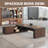 Elegant Walnut L-Shaped Desk & Versatile Bookshelf Set-325302420