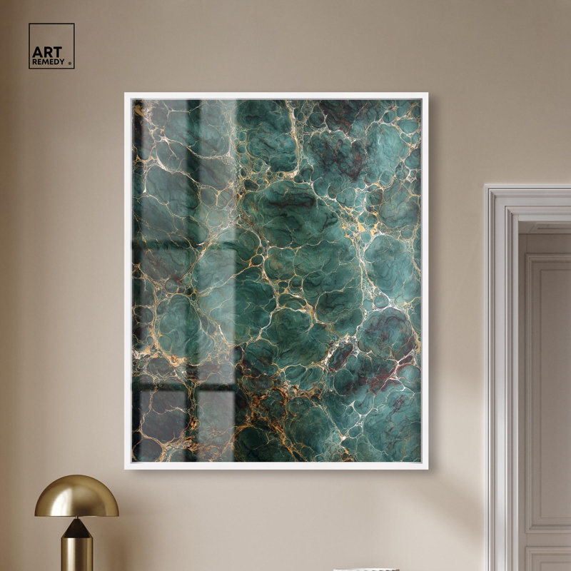 Décoration murale en forme de géode à motif d'ombre par Art Remedy, cadre blanc, 36 x 45, H 46 po x l 37 po, Cadre blanc