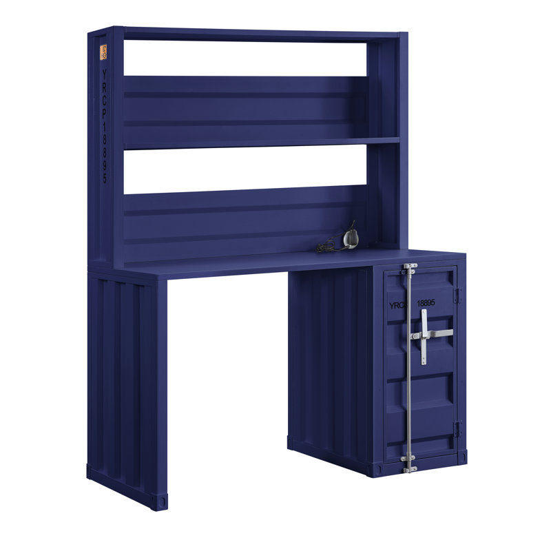 Bureau d'écriture en fer, H 59 po x l 48 po x P 24 po, Bleu