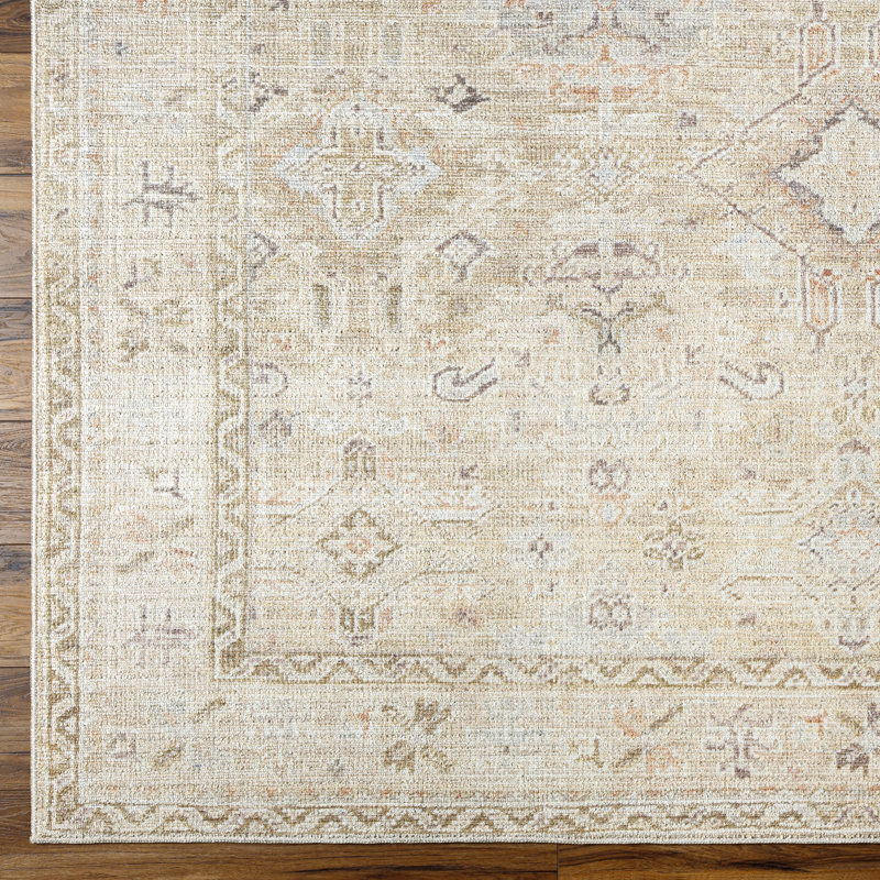 Marlene Cream and Beige Vintage Medallion Area Rug 10' x 14'