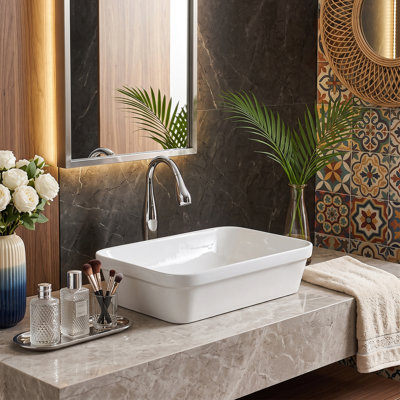 Brayden Studio Ceramic Rectangle Sink