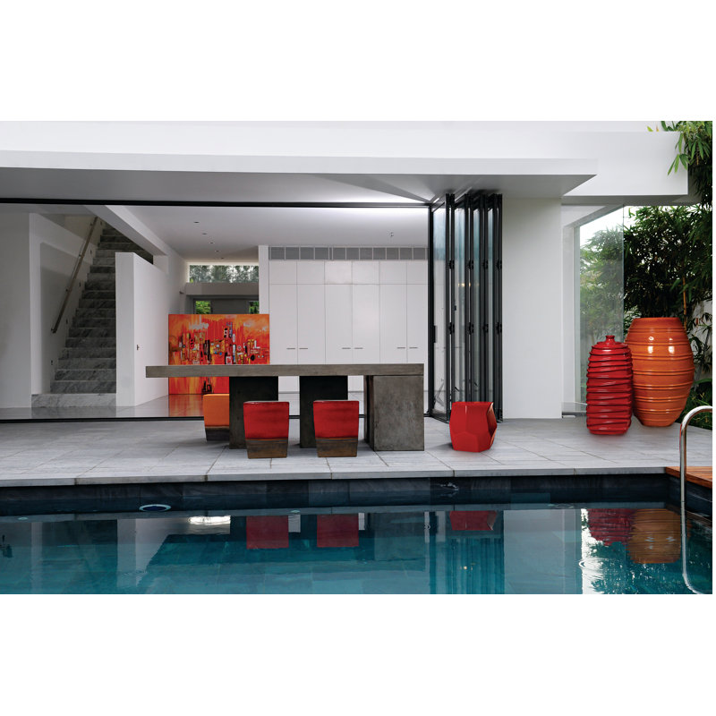 Garden Stool, Metallic / Orange