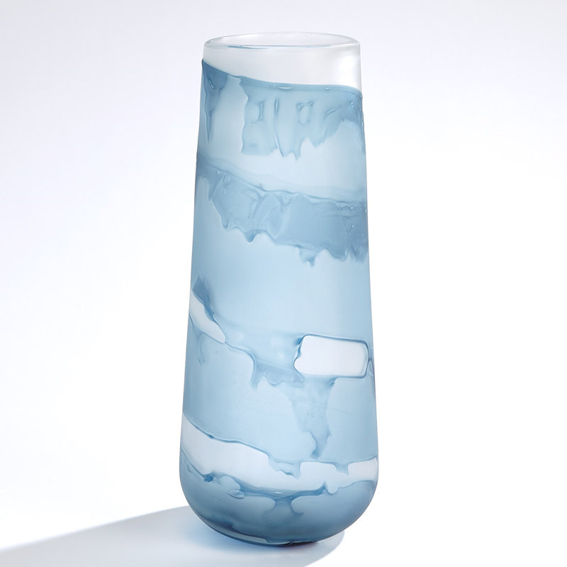 Handmade Glass Table Vase, 17.75" H x 7" W x 7" D