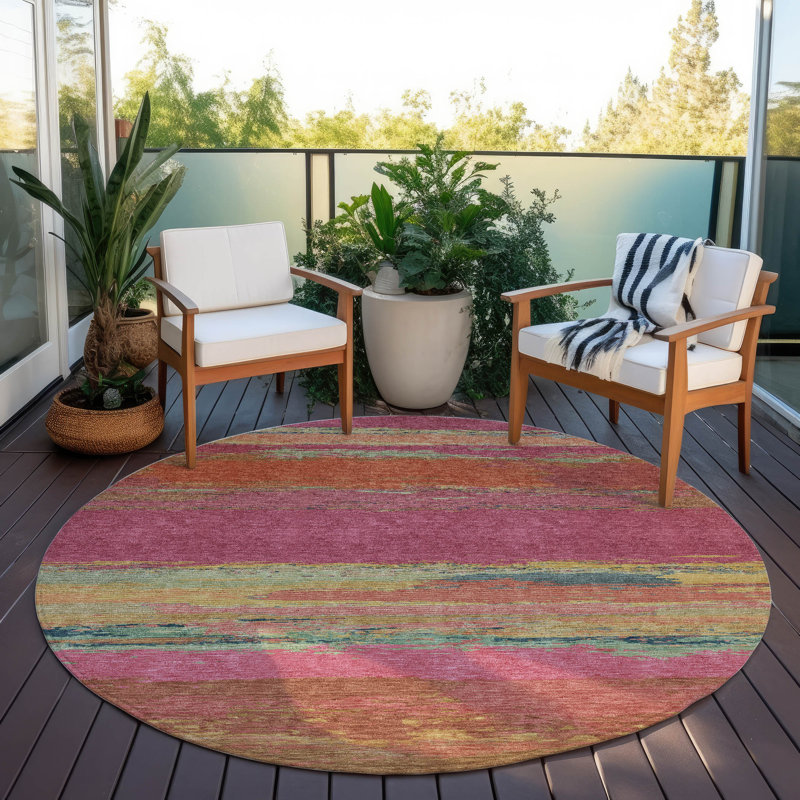 Tapis intérieur / extérieur rose Karvoun , 2 pi 6 po x 3 pi 10 po