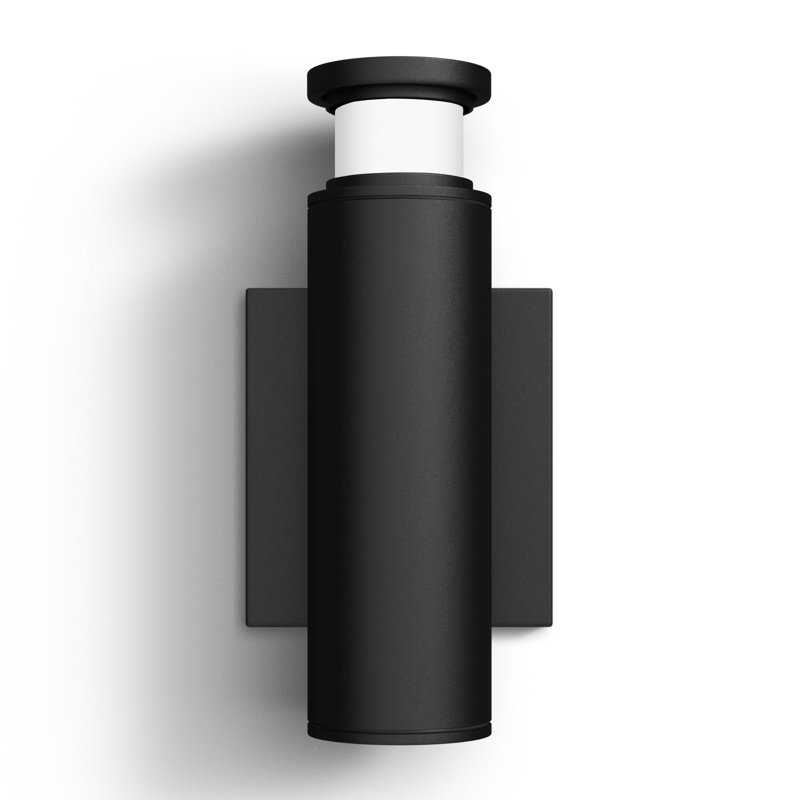 Saion 1 - Bulb Integrated LED Outdoor Armed Sconce with Dusk to Dawn, Black