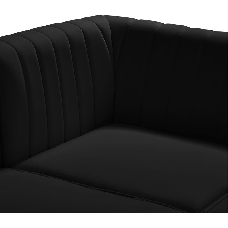 Canapé modulaire en velours réversible de 119 po de largeur Enson, Velours noir