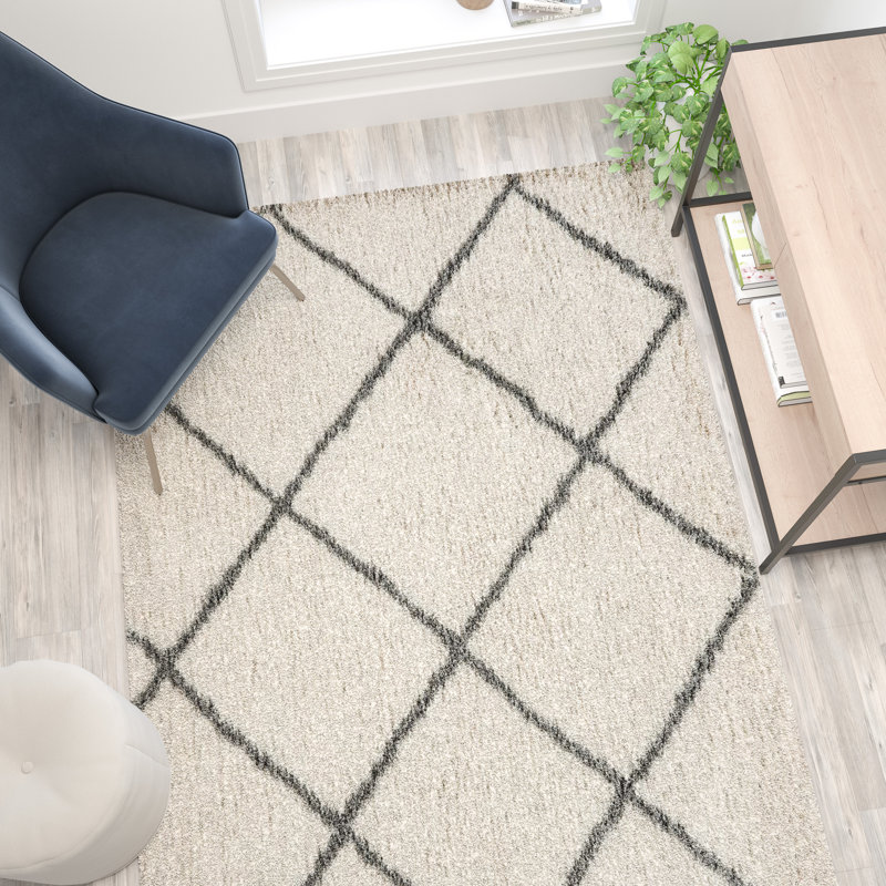 Tapis à poils longs Brittain Diamond, Rectangle 5 pi x 7 pi