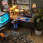 Metal Base Computer Desk with Power Outlet-2142755011