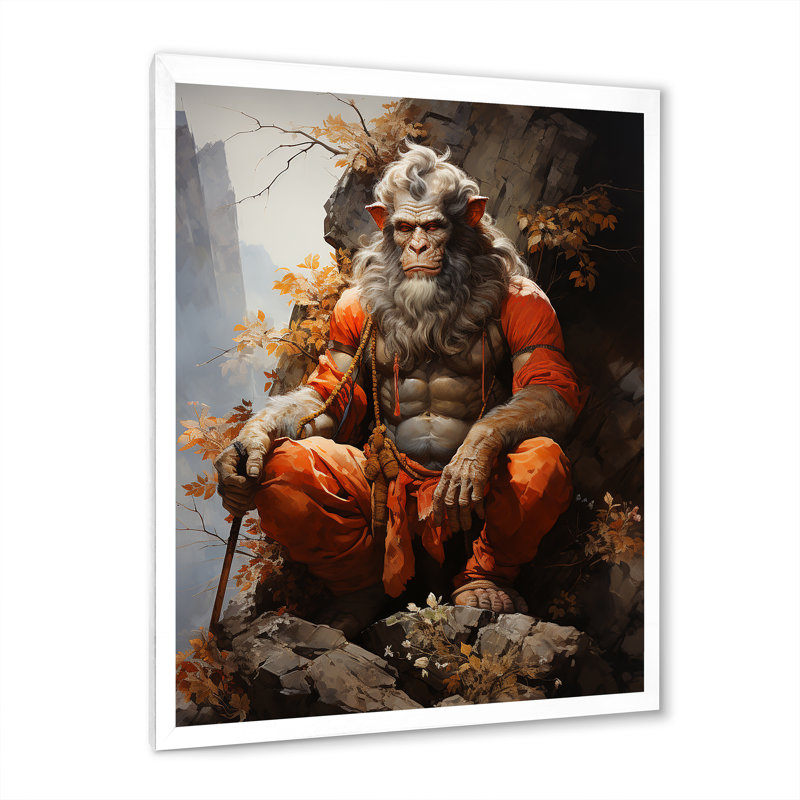 «Bhargavi Hinduisim Hanumans Devotion II», reproduction sur toile, H 40 po x l 30 po x P 1,5 po, Cadre photo blanc