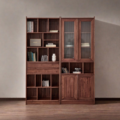 Pure solid wood black walnut bookcase