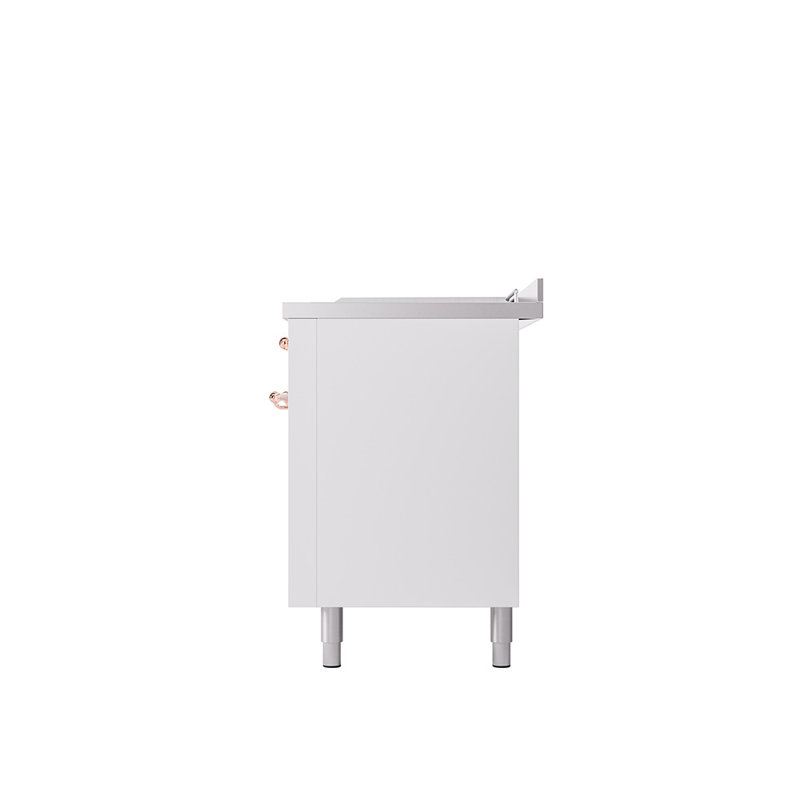 ILVE Nostalgie II 60 in Dual Fuel Range, 7 Burner, Griddle, Frenchtop, White/Copper, Natural Gas