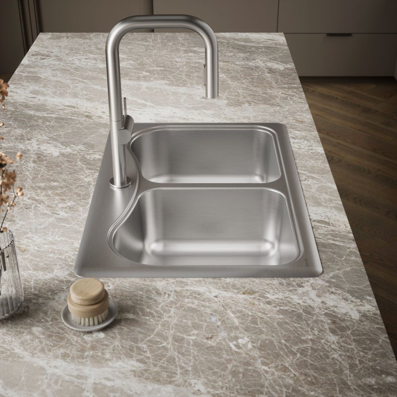 Staccato 33" L x 22" W Drop-In Kitchen Sink with Single Faucet Hole, 1 hole