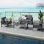 Rectangular Glass Outdoor Coffee Table - 109.2 cm W 61 cm D-451257118