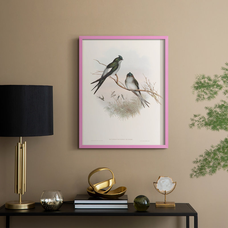 Imprimé animalier rétro X, reproduction encadrée - bois massif, H 11 po x l 9 po, Rose