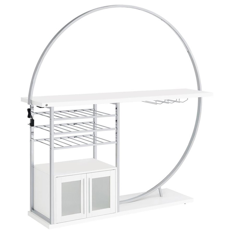Lafe 2-door Circular Led Bar Cabinet, White