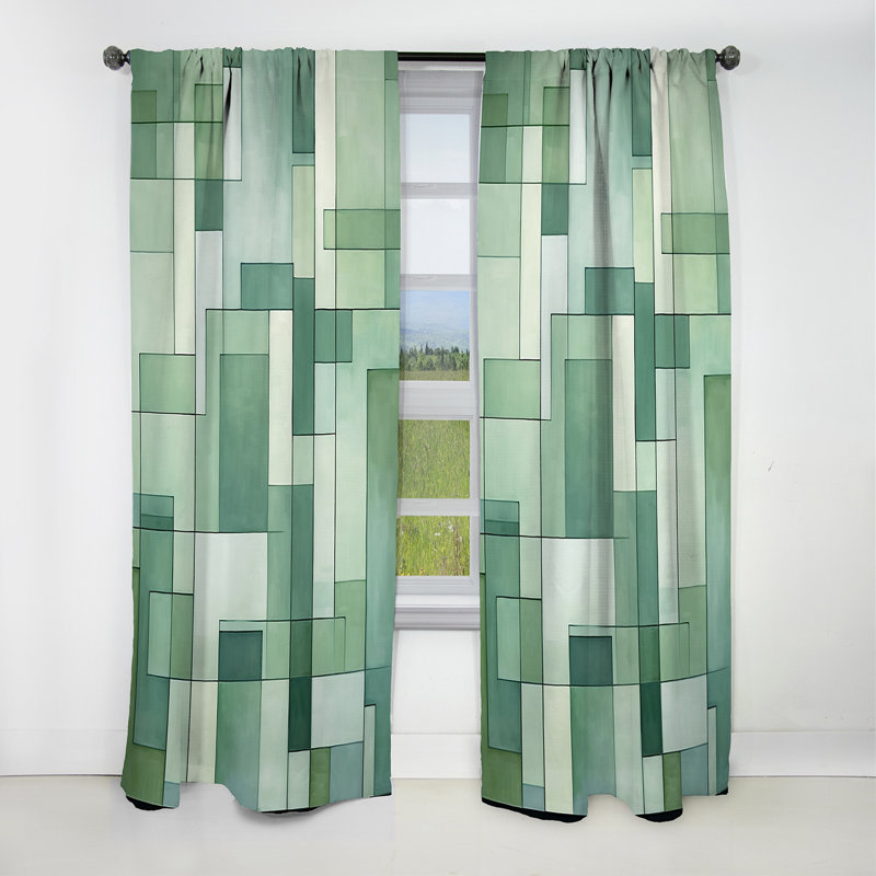 Helmer - Abstract Curtain - Blackout Geometric Shapes Curtain - 1 Panels, 52" W x 84" L