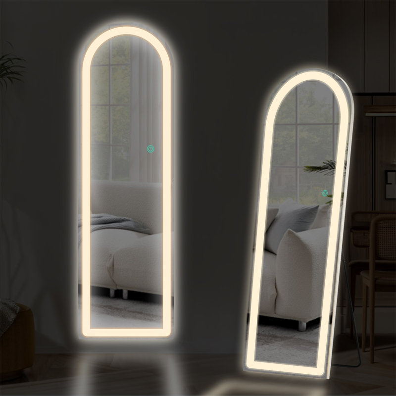 Miroir pleine grandeur avec lumières, miroir de plancher à DEL, miroir debout pour tout le corps, miroir suspendu
