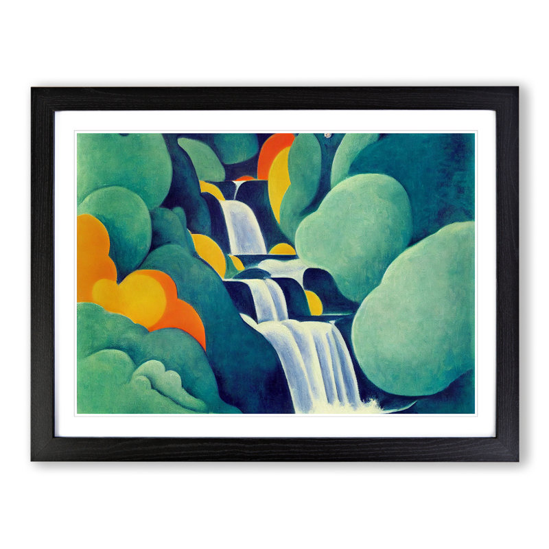 Exclusive Waterfall Abstract - Single Picture Frame Print, 46cm H x 64cm W x 2cm D, Black