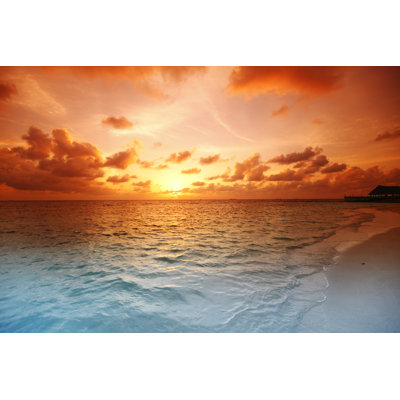 Sunset On Beach - Wrapped Canvas Print